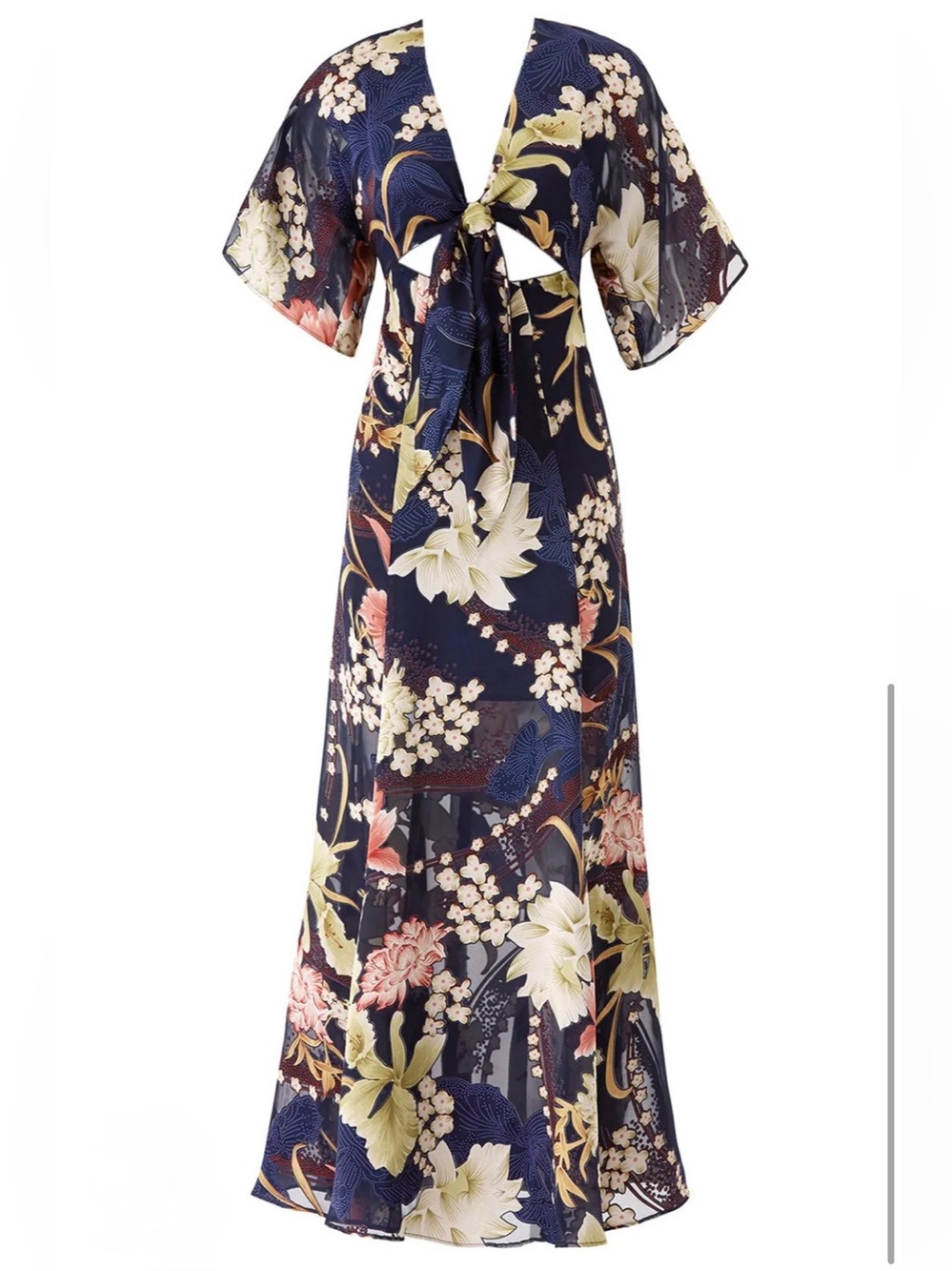 Hutch Anthropologie Floral Kayla Maxi Dress Navy Blue Cutout Small Deadstock
